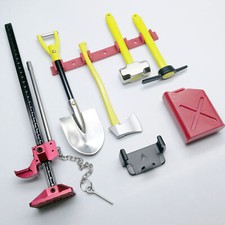 6x Metal Simulation Shovel Hammer Tools Kit for SCX10 Trx-4 1/10 RC Crawler Cars