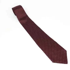 Perry Ellis Portfolio Mens Classic Neck Tie Maroon Geometric 100% Silk Tied Wide