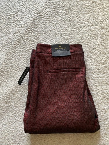 Worthington Women Slim Glitter Skinny Ankle Pants Red Size 4 (30 x 27) - Picture 14 of 15