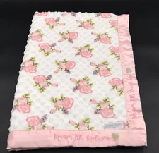 Nanette Lapore Baby Blanket Roses Dream Big Little One Minky Satin Trim