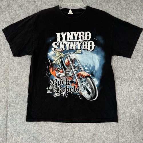 T-shirt Y2K 2009 Lynyrd Skynyrd Tour taglia XL Rock and Rebels Band biker teschio