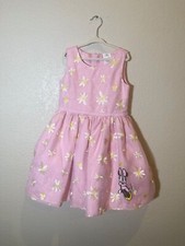 Used Disney Store Minnie Mouse Girls Party Dress 5/6 White Daisy embroidered