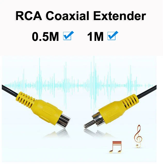 RCA Male to Female Extension Cable Audio Video AV Coaxial Extender Cord 3m 5m 1m - image 4 of 4