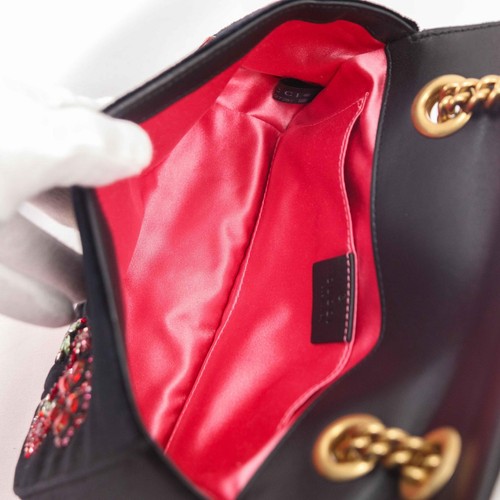 Authentic Gucci - GG Marmont Floral Embroidered Velvet Mini Shoulder bag - Picture 12 of 22