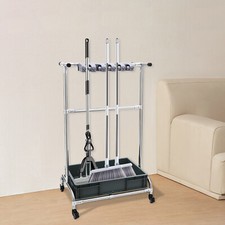 Floor-Mounted Mop Rack Broom And Mop Holder Movable Floor Standing Cleaning Tool