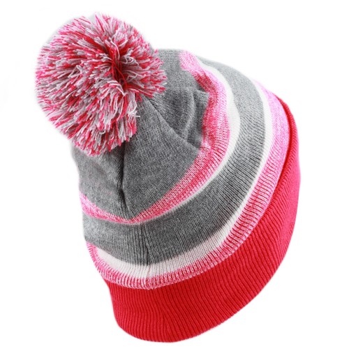 Beanie Hat - Winter Hat Toddler Kids Pom Pom Plain Knit Beanie  - Picture 54 of 67
