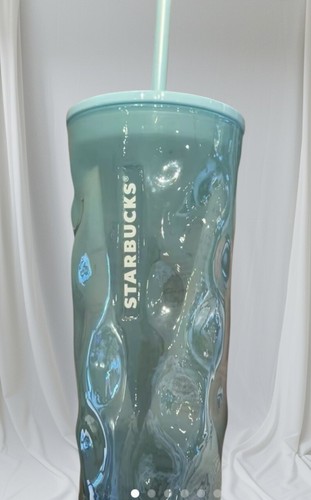 Starbucks Mint Green Glass Cup Rippled Luster Gradient Cold Tumbler 18oz Neu mit Etikett - Bild 10 von 11