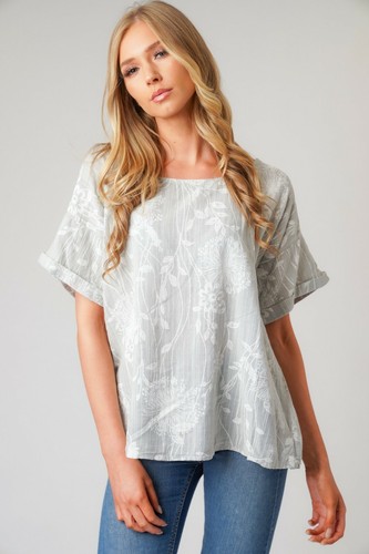 LADIES ITALIAN QUIRKY LAGENLOOK FLORAL LINEN MIX LIGHTWEIGHT CASUAL SHORT TOP - Picture 48 of 55