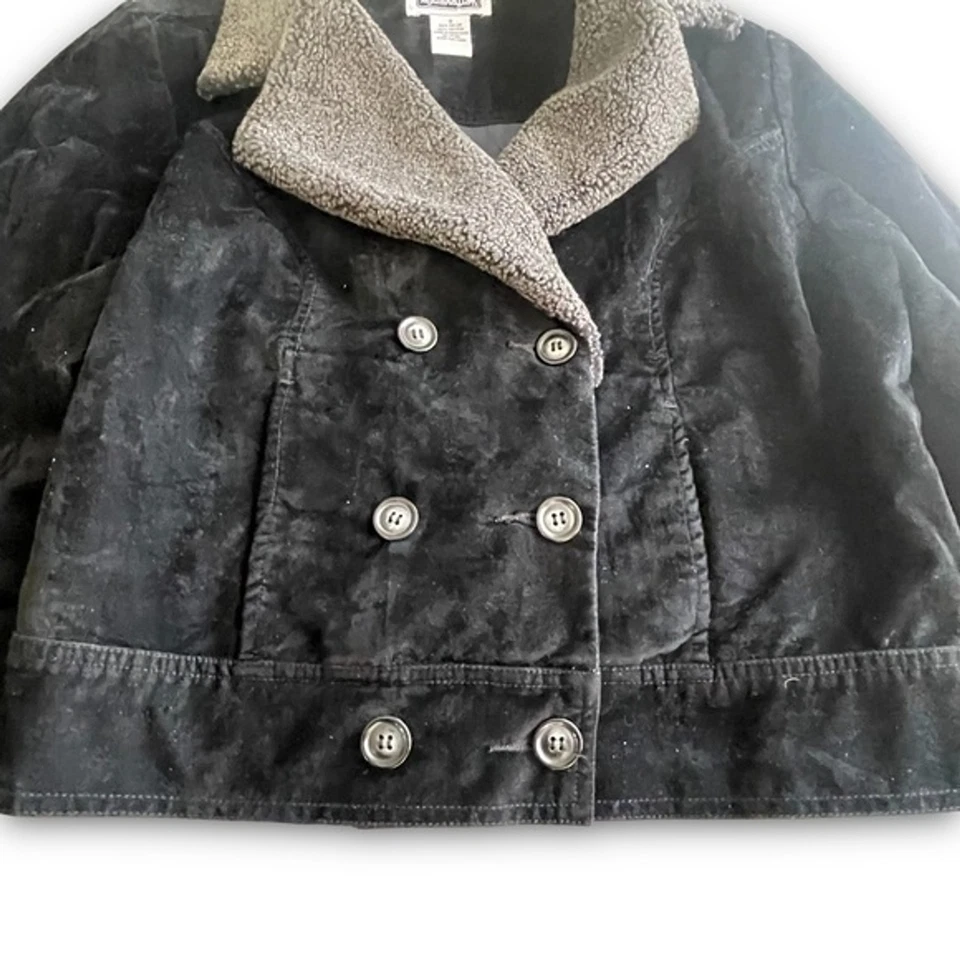 Chaqueta corta vintage de pana de oveja Y2K Xhilaration doble pecho talla pequeña Foto 3 de 4