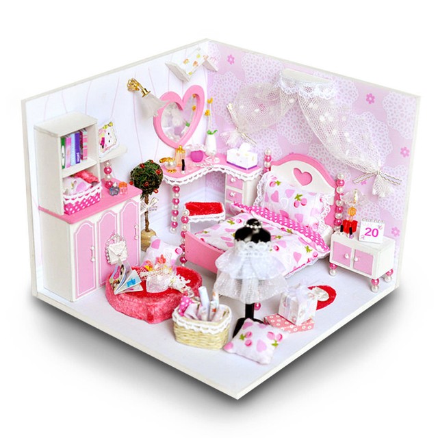 Pink Miniature Diy Wooden Dollhouse Mini Creative Room With Lights Pink Miniature Diy Wooden Dollhouse Mini Creative Room With Lights Easy Assembly
