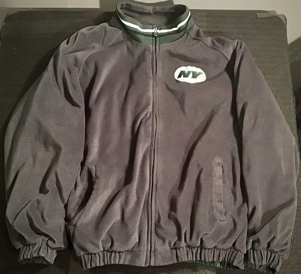 Chaqueta reversible vintage NY Jets mediana polar cortavientos cuello cosido cremallera  Foto 3 de 4