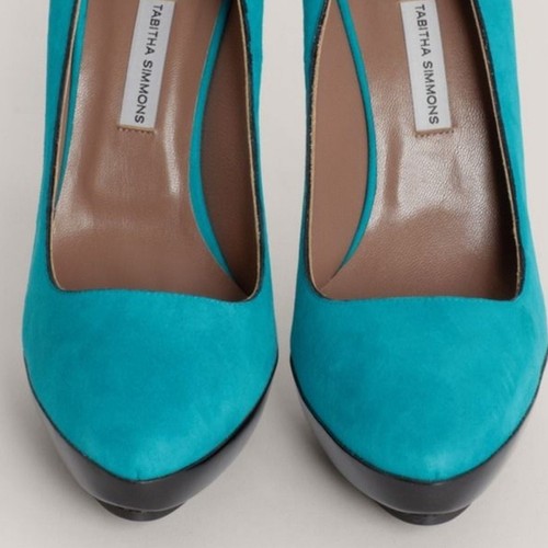 NIB $875 Tabitha Simmons turquoise suede heels. - Picture 2 of 8