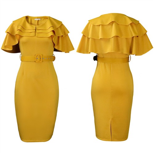 Dress Large Size Dress Ol Short Sheath Women's Sleeve Dress African Ruffled - Bild 13 von 39