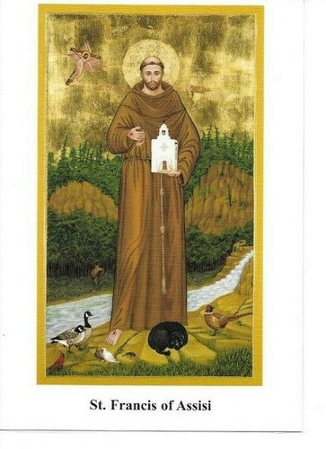 Holy Card  of Saint Francis of Assisi & a 1" Medal of Saint Francis of Assisi - Picture 1 of 4