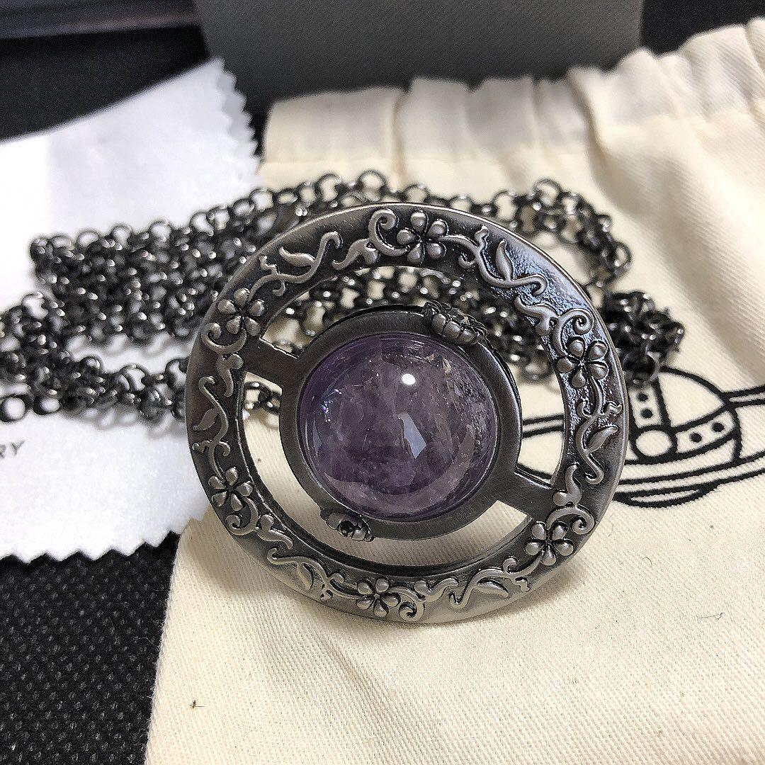 Vivienne Westwood Necklace Flower Amethyst Orb Pendant
