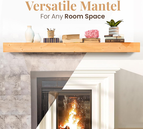 Fireplace Mantel - USA Made Real Wood - Handcrafted Farmhouse Wall Mounted for o - Picture 5 of 12