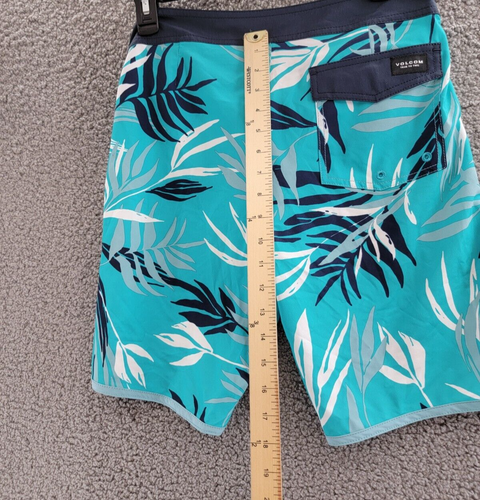Volcom Bleeding Leaf Mod Badehose Big Boys 29 blau mehrere Gesäßtaschen Schnürung - Bild 14 von 15