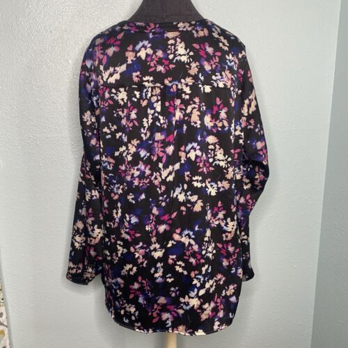 Lane Bryant Blouse Shirt Tunic Top Women Plus Size 20 Black Pink Blue Floral - Picture 3 of 12