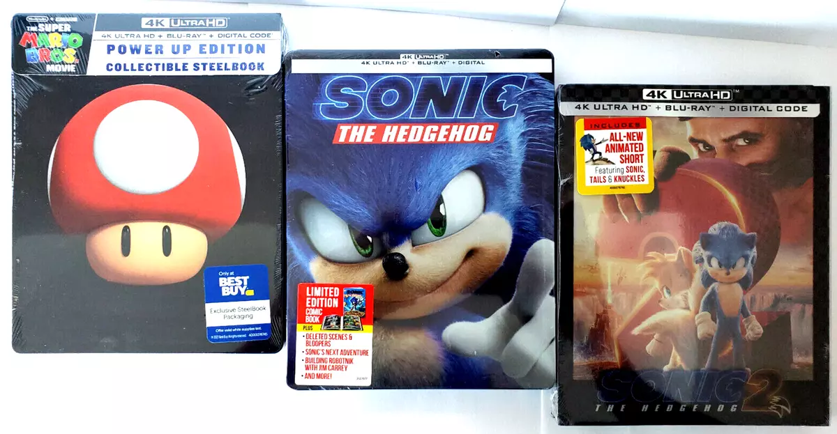 Super Mario Bros. Movie 4K & Sonic the Hedgehog 1+2 4K+Blu-ray (3x  STEELBOOKS)