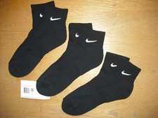 Mens NWT NIKE Quarter Ankle Socks 3prs Everyday DRI-FIT Black Cushion Sz:L 8-12