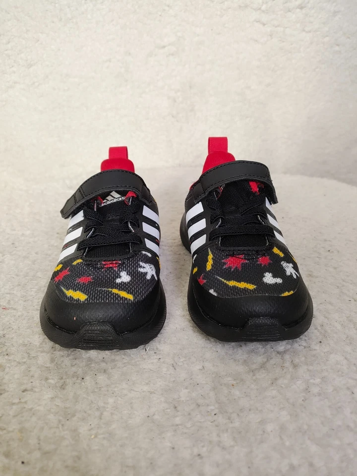 Adidas X Disney FortaRun 2.0 Mickey Boys Sneakers 6K Black Mesh Lace Up Shoes - Image 2 of 4