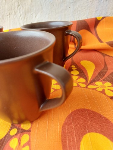 Set mit 4 Höganäs Keramik Schweden Vintage braun Keramikbecher, Tassen. - Bild 3 von 9