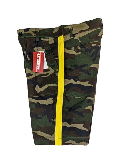 Pantaloncini corti uomo gialli mimetici a righe laterali, taglia 28-38 (11" cucitura interna) EST LXXXVI - Foto 2 di 4