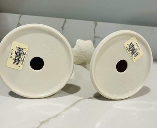 LENOX Woodland Ivory Porcelain Candlesticks Pair of 2 Taper Candle Holders 7” - Bild 4 von 4