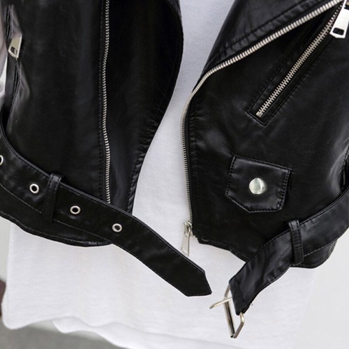 Schwarze Damenweste aus Kunstleder Weste Biker ärmellose Jacke Vintage Mäntel - Bild 6 von 15