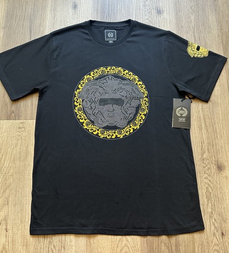 Men’s Black T-shirt Rhinestone Size 2XL 100% Cotton Medusa Head - Picture 5 of 5