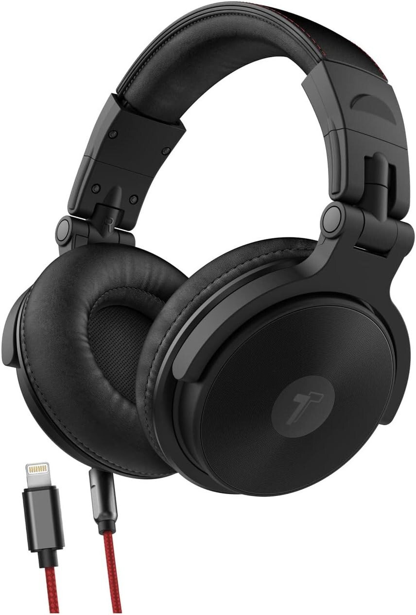 Over Ear DJ Headphones w Lightning Cable for iPhone Closed Back Studio Monitor-image