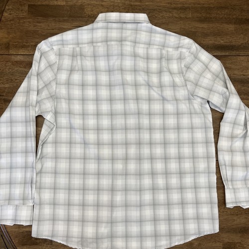 George Herren grau weiß kariert Knopfleiste Langarm XL Hemd Polyester neu ohne Etikett NEU - Bild 8 von 8