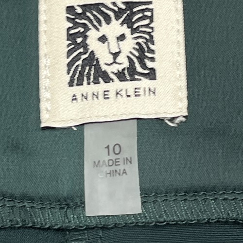 Anne Klein Satin Dress Pants Womens 10 Green High Rise Wide Leg Holiday Party - Picture 9 of 10