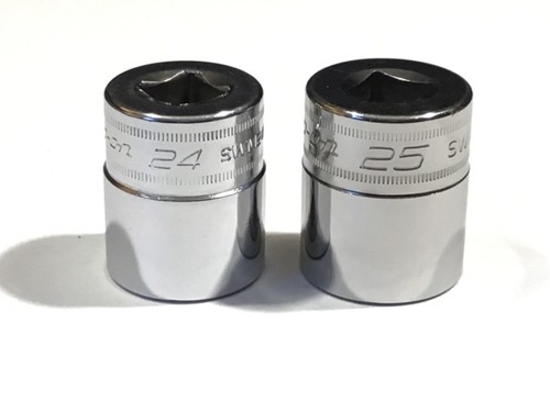 Snap On SWM241 SWM251 2 Piece 1/2” Drive 12 POINT 24 And 25MM Shallow Socket Set - Picture 3 of 8