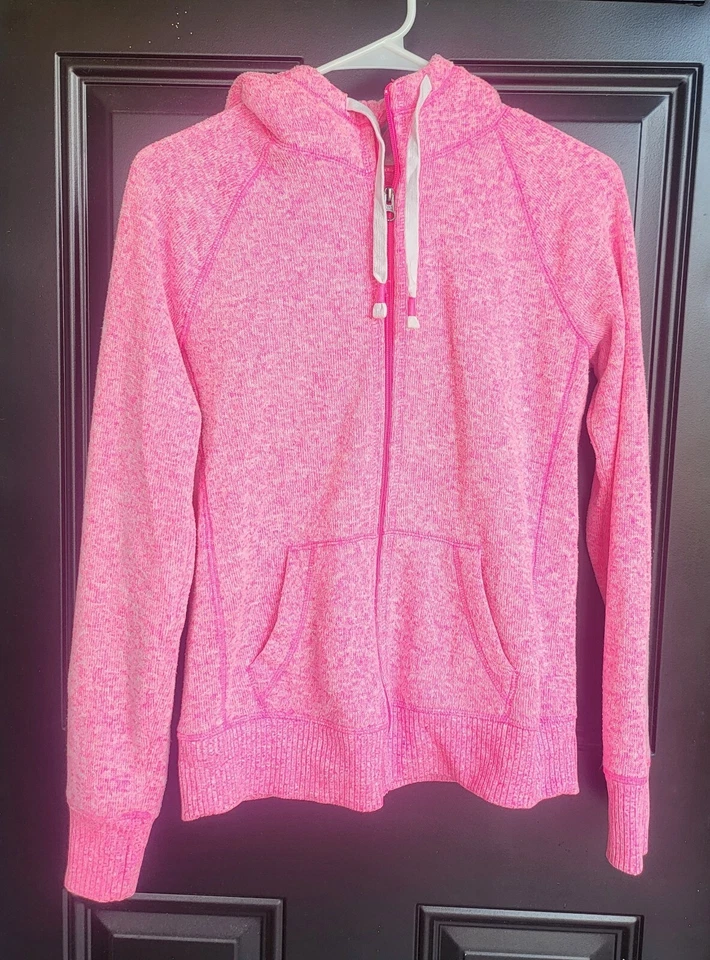 So Womens Zip Up Pink Long Sleeve Hooded Cotton Stretch Size Large - Image 2 of 4