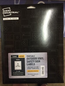 Avery Sign Labels,Perm,Laser,7"X10" ,25/Pk 5Pk/Ct,White (AVE61552)