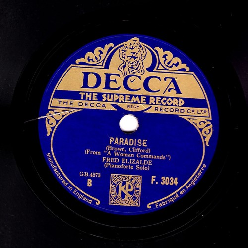 FRED ELIZALDE KLAVIER 78, WENN DIE ARBEIT DURCH IST / PARADIES UK DECCA F 3229 E + - Bild 2 von 2