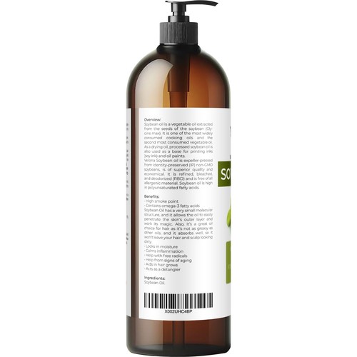 Velona Soybean Oil - 32 Fl Oz 100% Pure and Natural Carrier Oil Refined Cooking - Picture 5 of 6