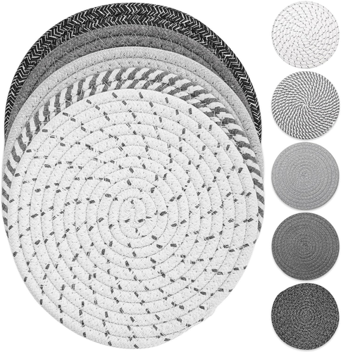 Trivet Mats Set for Hot Dishes, 5 Heat Resistant Pot Holders Kitchen Counter, Ta - Picture 8 of 12
