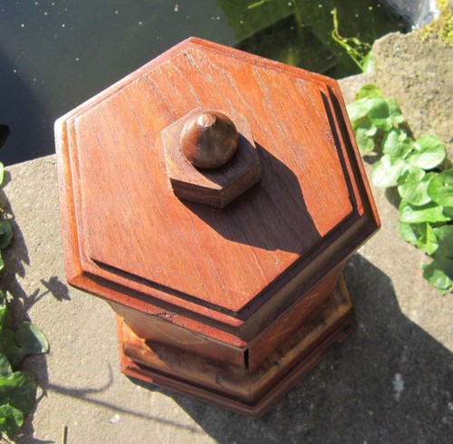 Antique Edwardian Mahogany & Oak Smokers Table Cabinet, Hexagonal - Picture 4 of 12