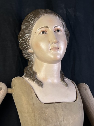 Madonna Manichino Gabbia Stile '600 Vintage Statua Santa 90 Cm legno santa - Foto 13 di 16