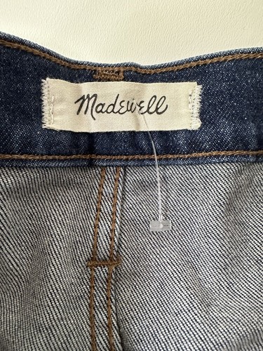 Madewell Denim Mini Skirt Raw Hem Cotton 5-Pocket Women's Size 30 (32”) Waist - Picture 2 of 6