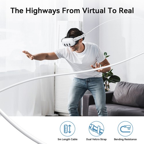 USB VR Link Cable For Quest 3/3S/2/Pro/Pico4, PC/SteamVR USB3.0 Gen1 5Gbps Data - Imagen 11 de 13