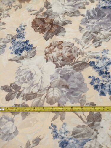 VINTAGE SOFT FURNISHING BLUE/BROWN FLORAL PRINT FABRIC : $9.00 p/m : #BM63 - Foto 4 di 4