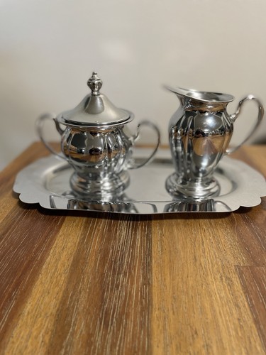 Vtg. Creamer, Sugar w/Lid and Tray, Silver plated.Continental Silver Co. #4602 - Picture 2 of 8