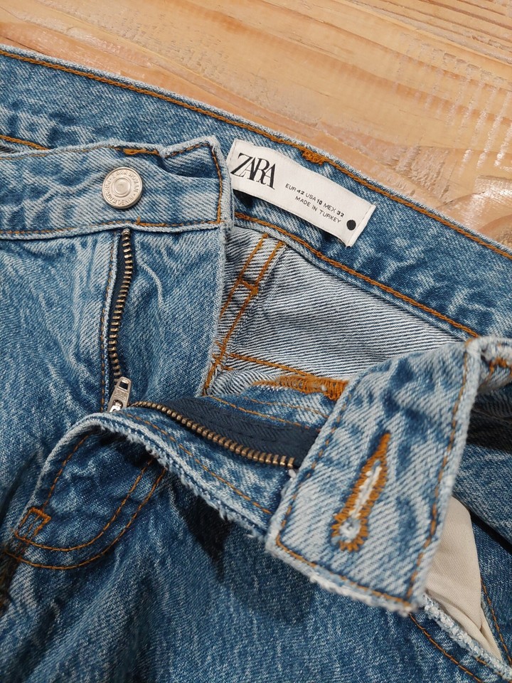 ZARA Jeans Womens Size 10 Blue High Rise Mom Denim Cut Off eBay