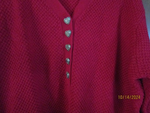 Maggie Lawrence Red Pullover Sweater Sz 18 20 100% Acrylic Bust 58 Length 31 in - Picture 3 of 6
