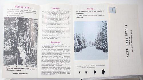 Mixed Pines Resort Brochure. On Big Round Lake, Hayward, Wisconsin - Picture 4 of 5