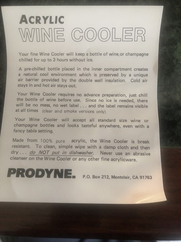 Callaway Vineyard & Winery Acrylic 3 Hr No Ice Wine Cooler w/box & instructions - Bild 4 von 4