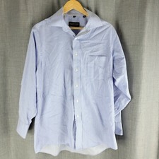 Donald J Trump signature collection mens dress shirt striped blue white sz 16